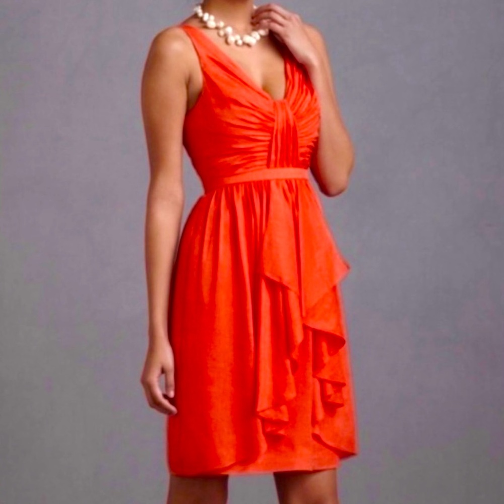 Anthropologie Quillarie  silk linen coral dress 10